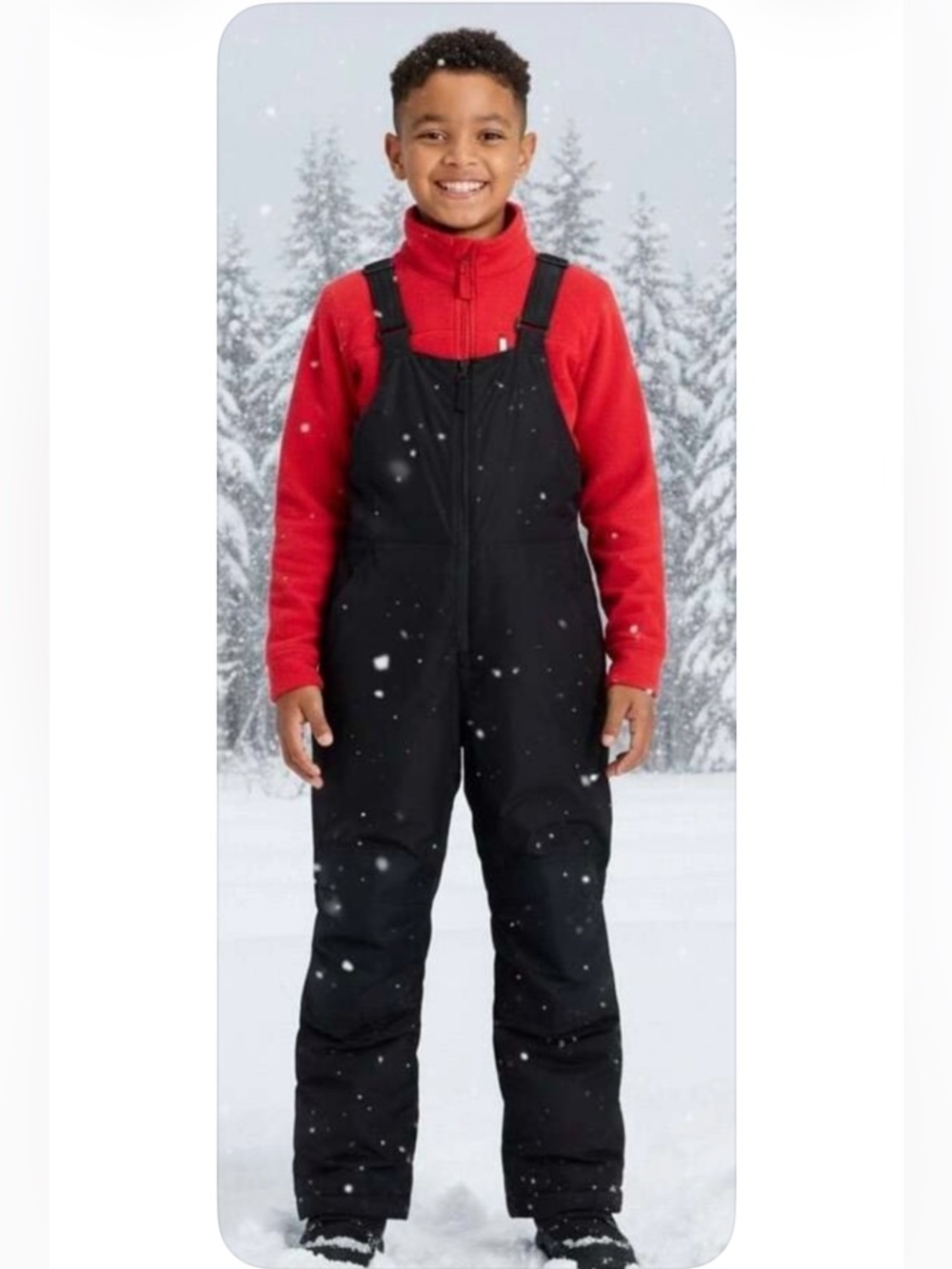 Cat & Jack Boys Snow Bib Pants Black Winter Ski Overalls Size L